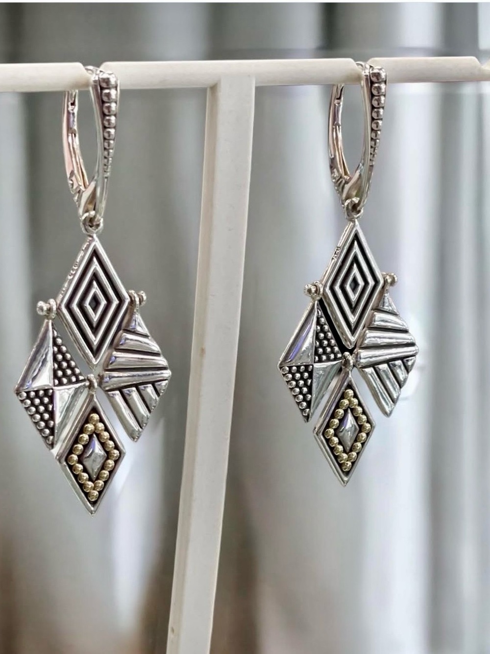 LAGOS Two-Tone Geometric Drop Earrings in Silver and Gold